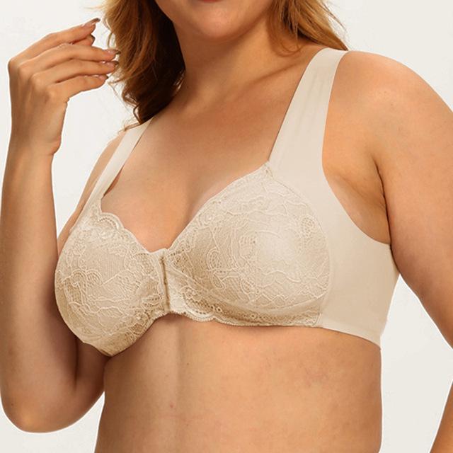 Plus Size Seamless Nursing Bra - Armpit Fat Collection, Wireless Lace Vest, Front Closure, Beautiful Back Design 5XL