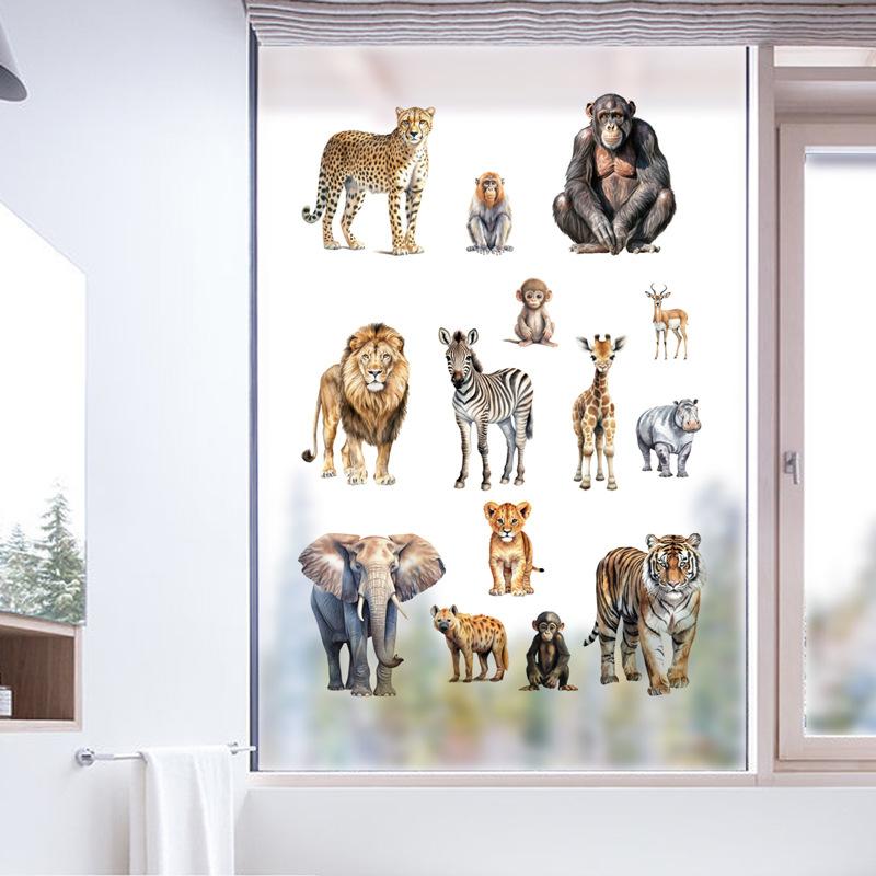 DIY Safari Animal Wall Stickers for Kids Room Decor Tiger Elephant Zebra Tropical Rainforest Savanna Nursery Decals Christmas Gifts