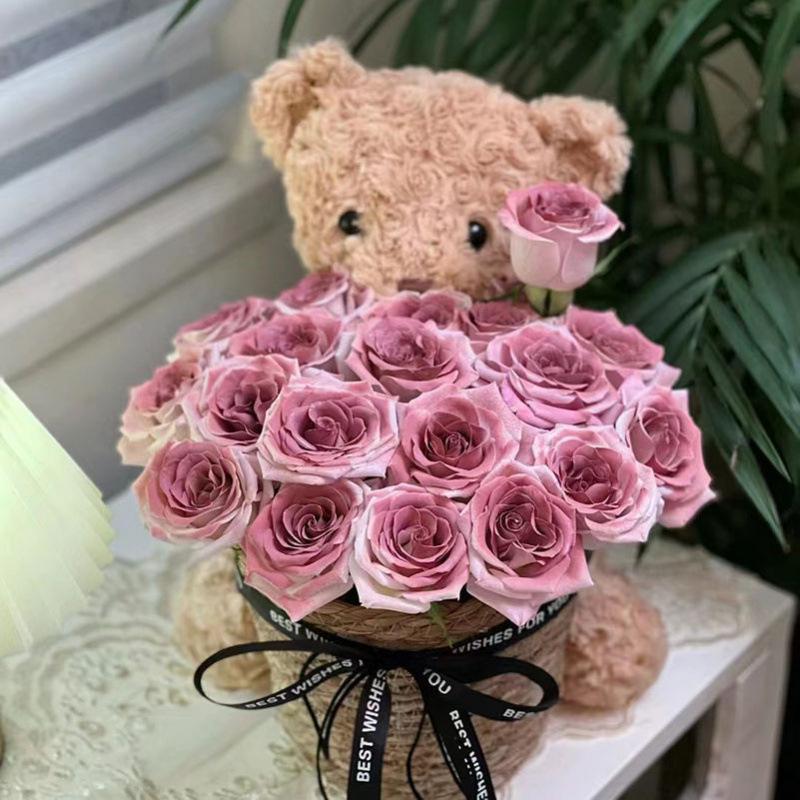 Birthday Soap Flower Bear Bouquet: Teddy Bear Hug Gift for Girlfriend or Best Friend