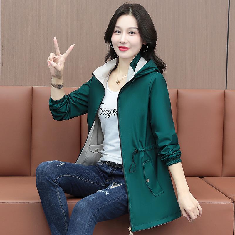 2025 Spring-Autumn Slimming Double-Sided Trench Coat: Waist-Cinching Petite Korean Style, Fashionable and Versatile Women's Outerwear.