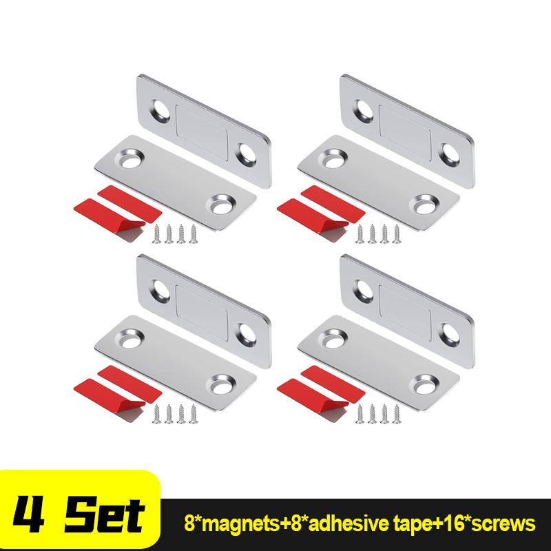 Ultra-Thin Magnetic Door Catch Self Adhesive Drawer Latch Metal Magnet Latches Cupboard Cabinet Door Closed Catches with Screw