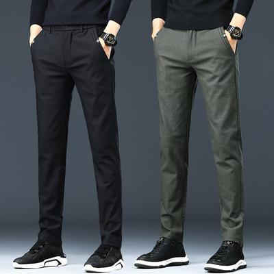 2024 Spring And Autumn Casual Pants Men'S Straight Leg Slim Fit Elastic Small Leg Pants Youth Elastic Waist Work Pants