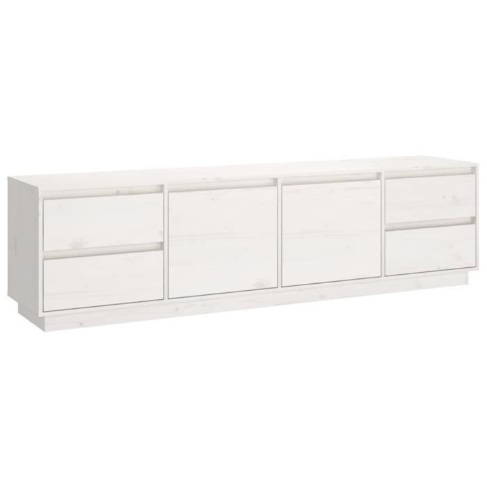 814320 vidaXL TV Cabinet White 176x37x47.5 Cm Solid Pine Wood