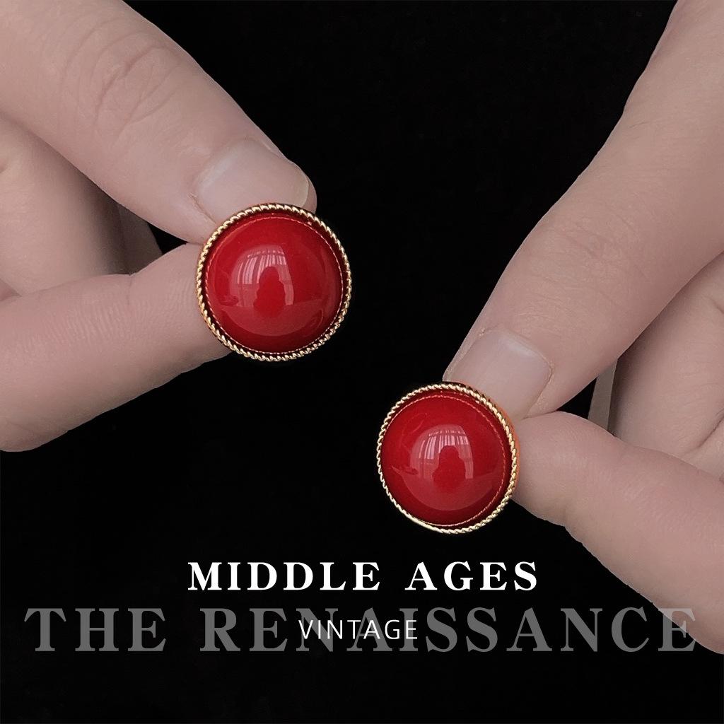 Серьги-гвоздики Ankola красного цвета в стиле ретро, ​​в гонконгском стиле, круглые серьги бордового цвета, осенне-зимние белые украшения для ушей