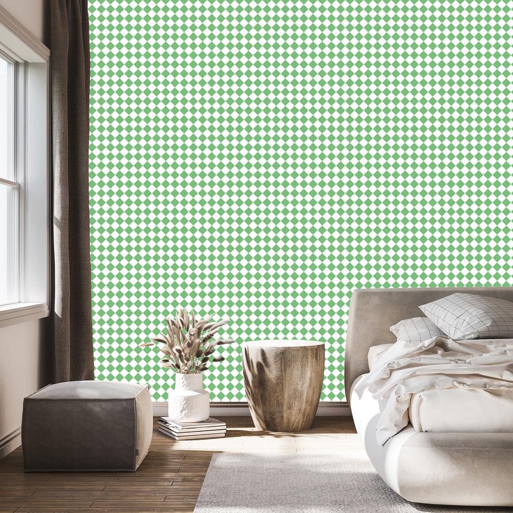 Geometric Rhombus Wallpaper Mint and White for Living Room and Bedroom 50x1000