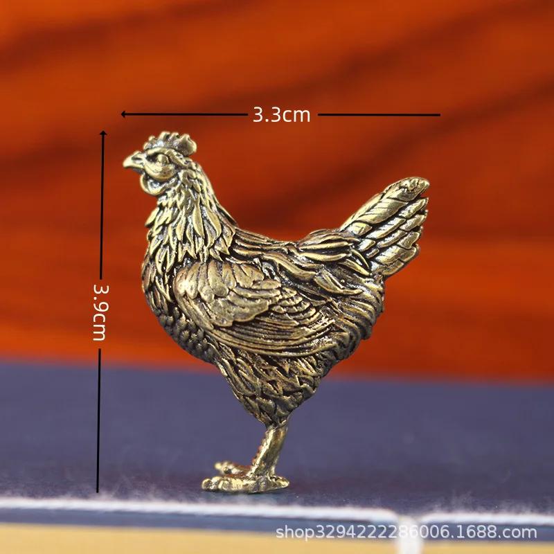 Elegant Brass Rooster Figurine - Intricate Golden Crafts Decor for Home, Office, or Gift, Detailed Feathers Comb, Rustic Table