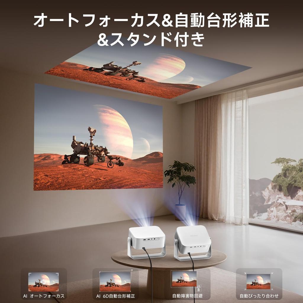 iSinbox 2025 Compact Ceiling Projector with 1200 ASNI High 1080P 4K 6D 6P Automatic Keystone Bidirectional Bluetooth Large Portable for Living