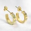 Orecchini Geometrici a U con Strass Moda Europea Americana, Orecchini a Bottone Cuore di Pesca in Acciaio di Titanio Acciaio Inossidabile 4MM