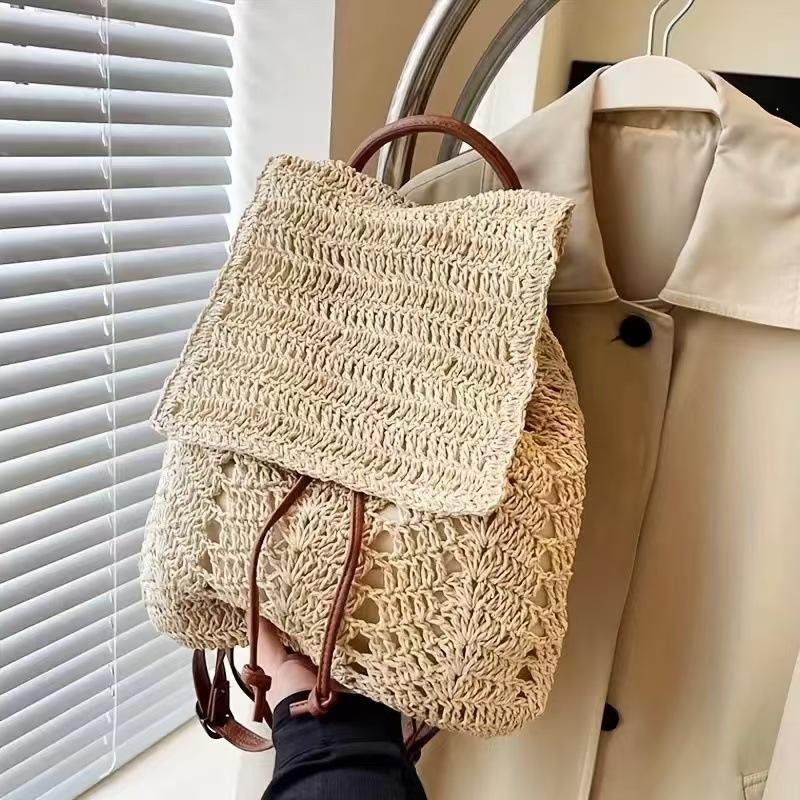 

Большая вместимость, повседневный, универсальный, ручной работы, соломенный, двухцелевой, минималистский рюкзак, сумка на одно плечо - модная, бохо, пляжная сумка