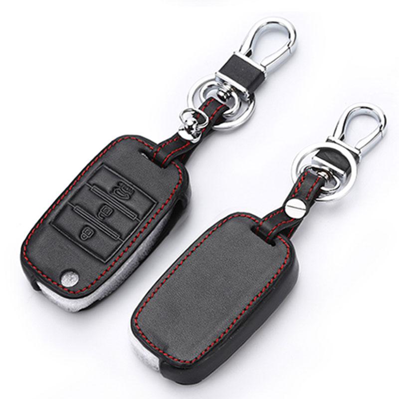 Genuine Genuine Leather Smart Flip Key Fob Cover Remote Case Fit For Kia Rio Sportage Soul Ceed Fit For Hyundai I30 Verna Veloster I35 Winter