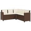 L shaped Garden Sofa Set with Table and Cushions Brown Poly Rattan
