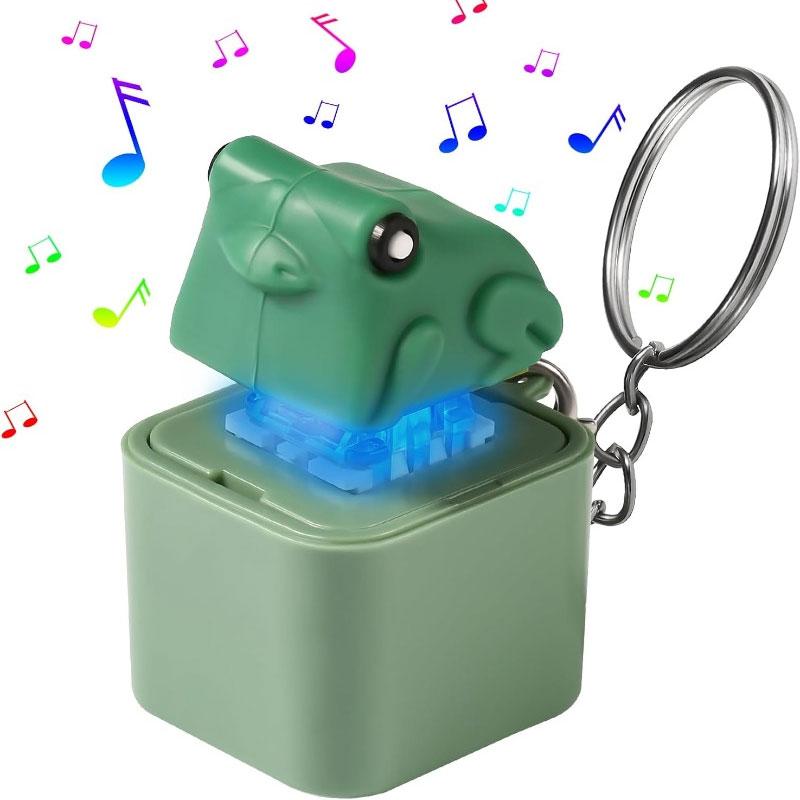 

Rechargeable Funny Croaking Frog Keychain with LED Light - Stress Relief Fidget Clicker with Frog Lizard Snake Sound Feature