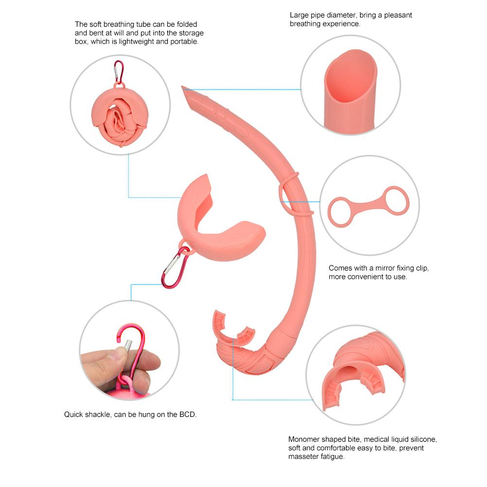 Silikon-Schnorchelschlauch Aufrollbarer Schnorchel mit Aufbewahrungstasche Tauchschnorchel Faltbarer Schnorchel zum Schnorcheln Freitauchen
