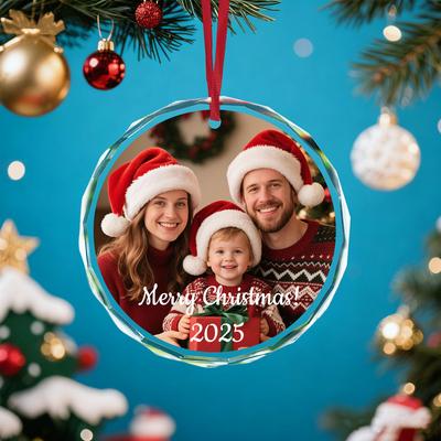 Custom Christmas Photo Ornament,Personalized Xmas Gift for Family Keepsake Glass Ball Tree Decor 2025 Home Anniversary Present