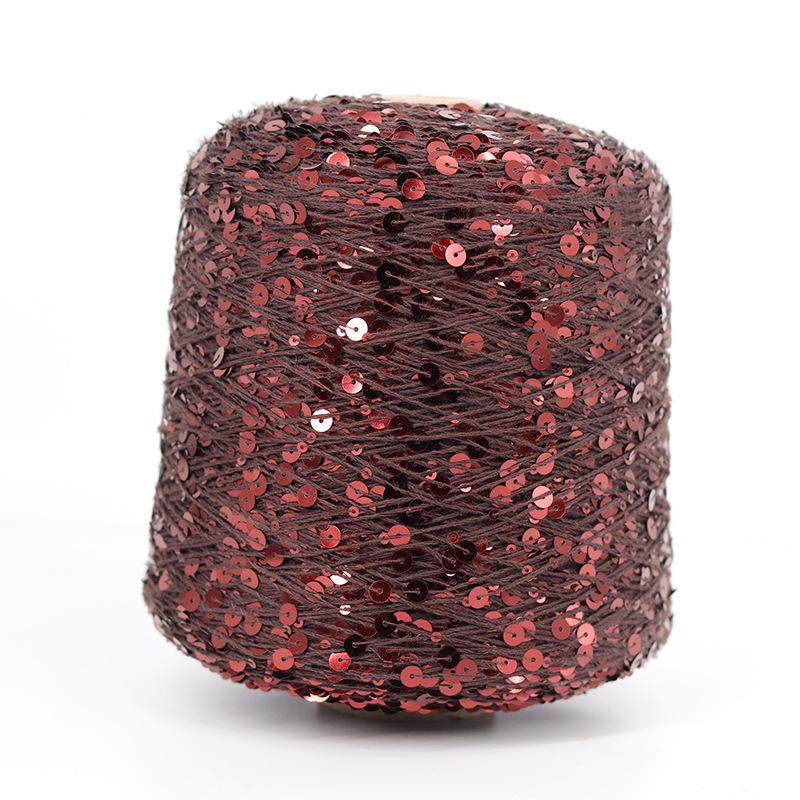 Hand-Knitted Bright Cotton Yarn with Sequins, 3MM+6MM, Combed and Fancy