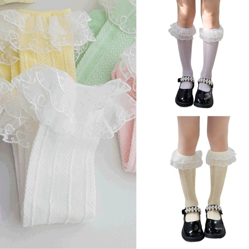 Fashion Lace Calf Socks Socks Breathable Loose Socks for Girls Bowknot High Boot Socks Long Knee High Stockings