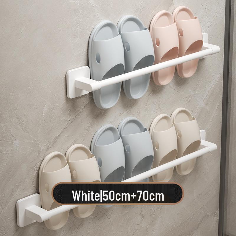Punch-Free Wall-Mounted Bathroom Slipper Rack and Draining Storage Hanger