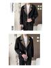 Men's High-End Street Style Wool Coat - Thickened Double-Layer Collar, Color Block Casual Patchwork for Autumn/Winter