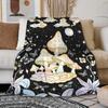 Mushroom Hippie Teppe Moth Gothic Witchy Flanell Teppe for All Season Sun Moon Fuzzy Soft Sofa Kontor Teppe