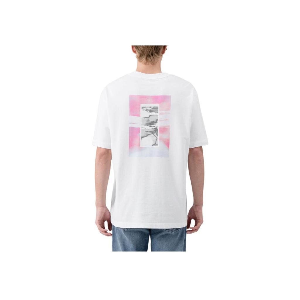 Calvin Klein Loose Jacquard Solid Color Short Sleeve T-Shirt Men Tops White J325191-YAF