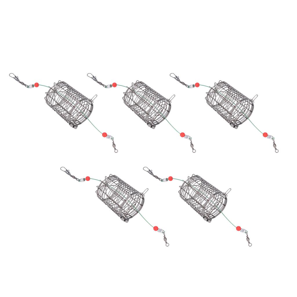 5 stk Fiskeagnbur Lokkebur Rustfritt stål Fiskefelle Kurv Fôrmaterholder M