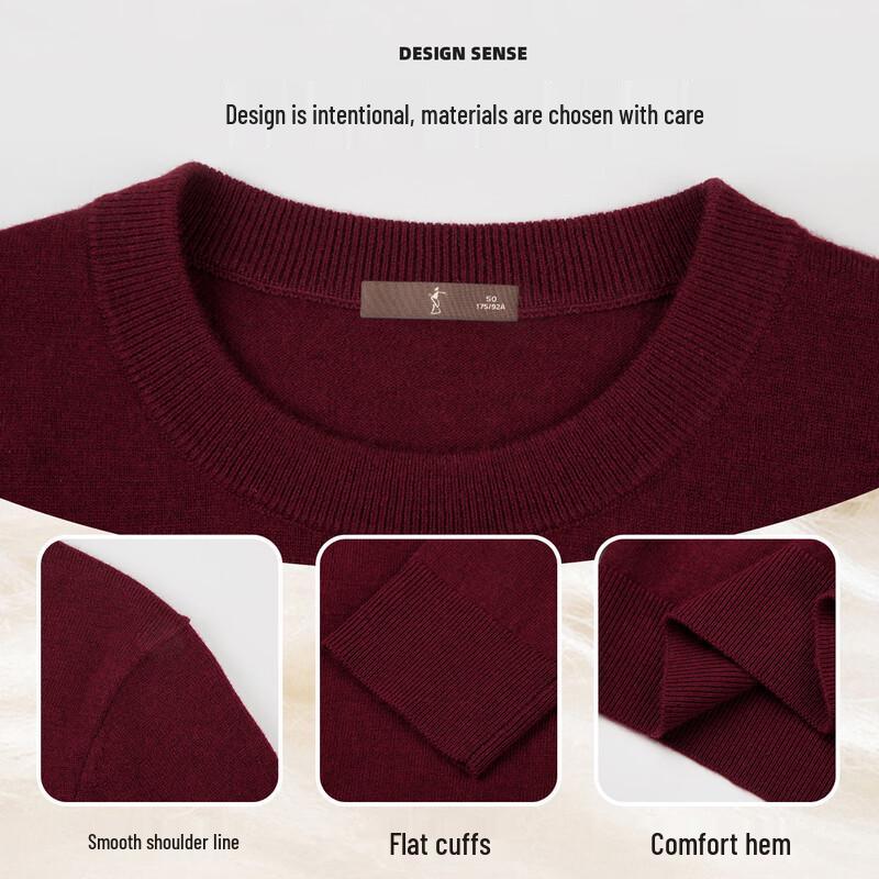 Men's Pure Merino Wool Crew Neck Pullover Sweater