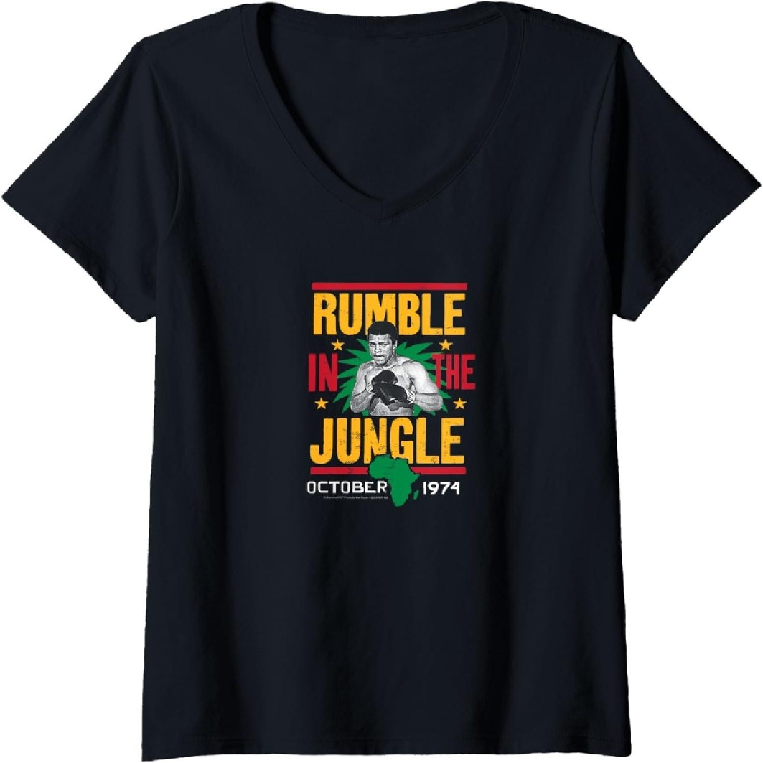 Женская футболка с V-образным вырезом Мухаммед Али - Rumble In The Jungle XXXXXL разноцветный
