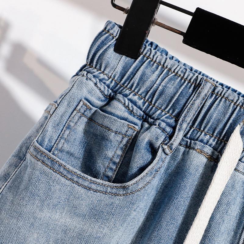 DIMANAF 2026 Summer New Plus Size Women Embroidered Floral Denim Shorts Casual Elastic Waist Short Pants Jeans