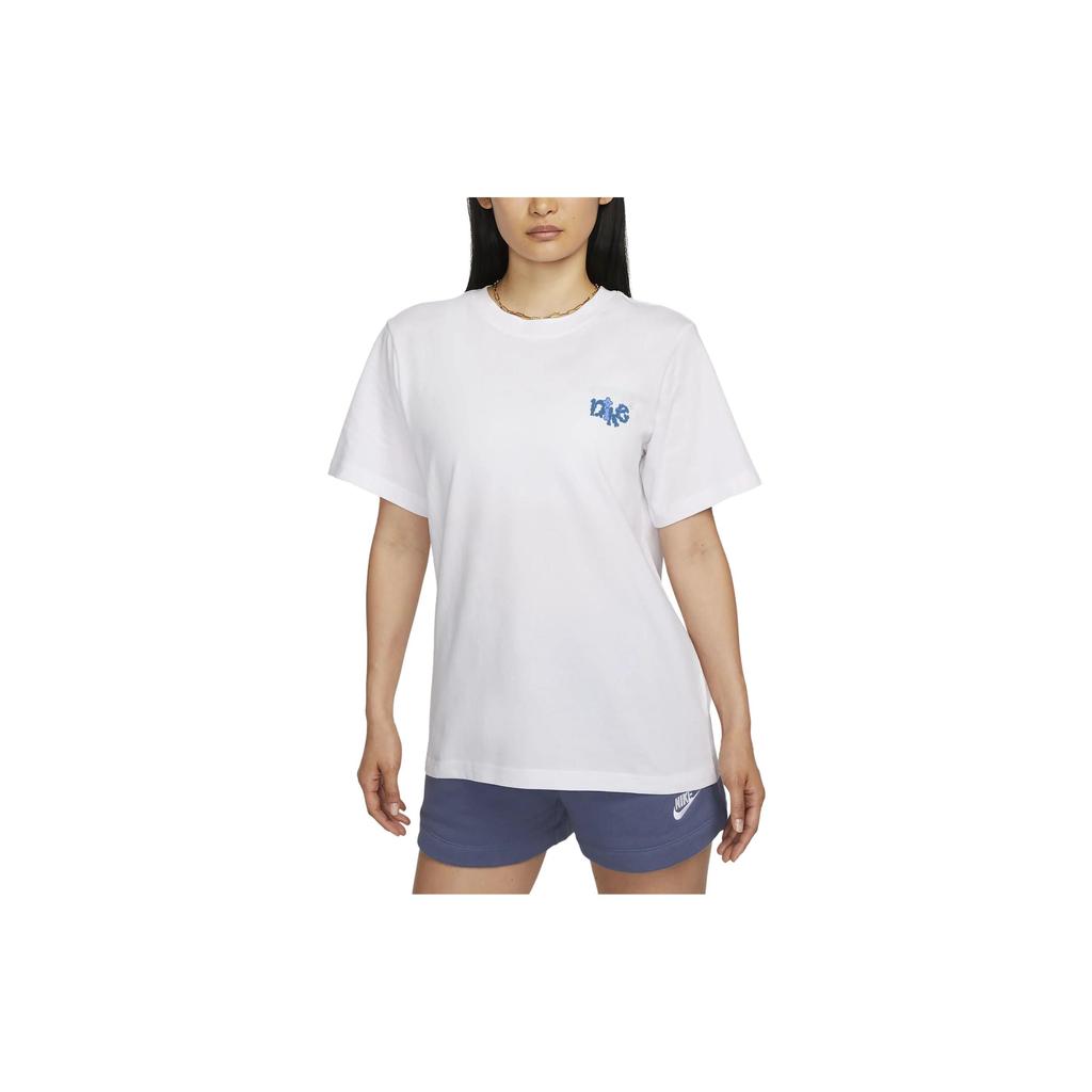 Nike Alphabet-Print Lockeres Rundhals Kurzarm-T-Shirt Damen Tops Weiß FD2550-100