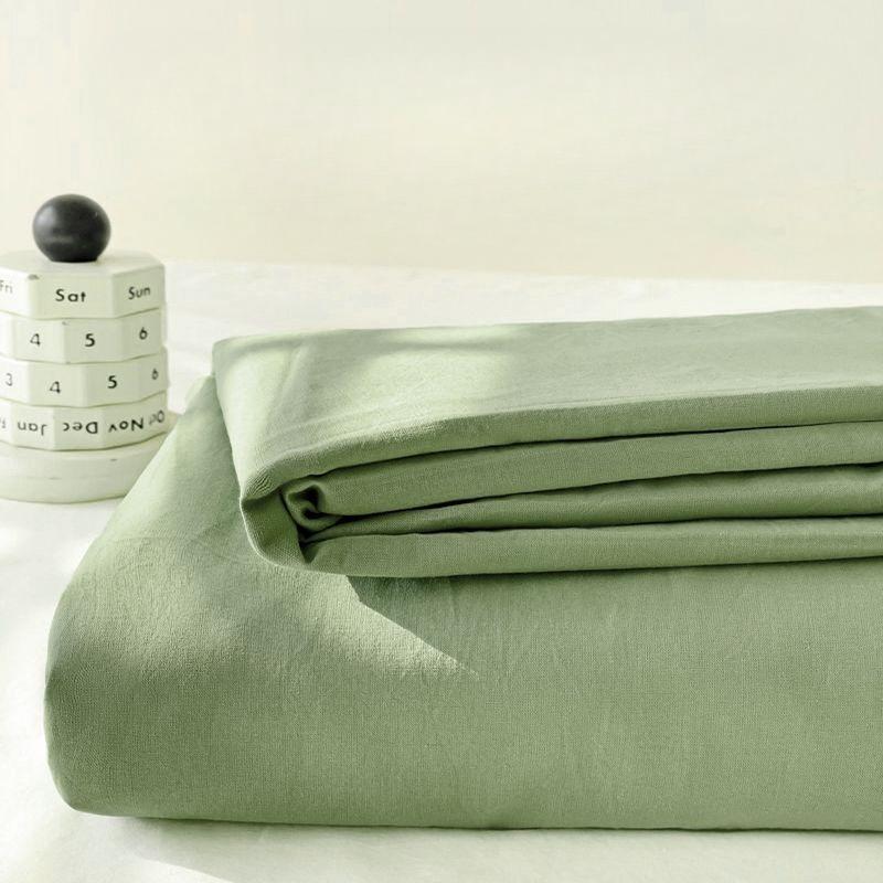 Japanese Striped Skin-friendly Thick Solid Bed Sheet with Pillowcase for Single Double Student Dormitory