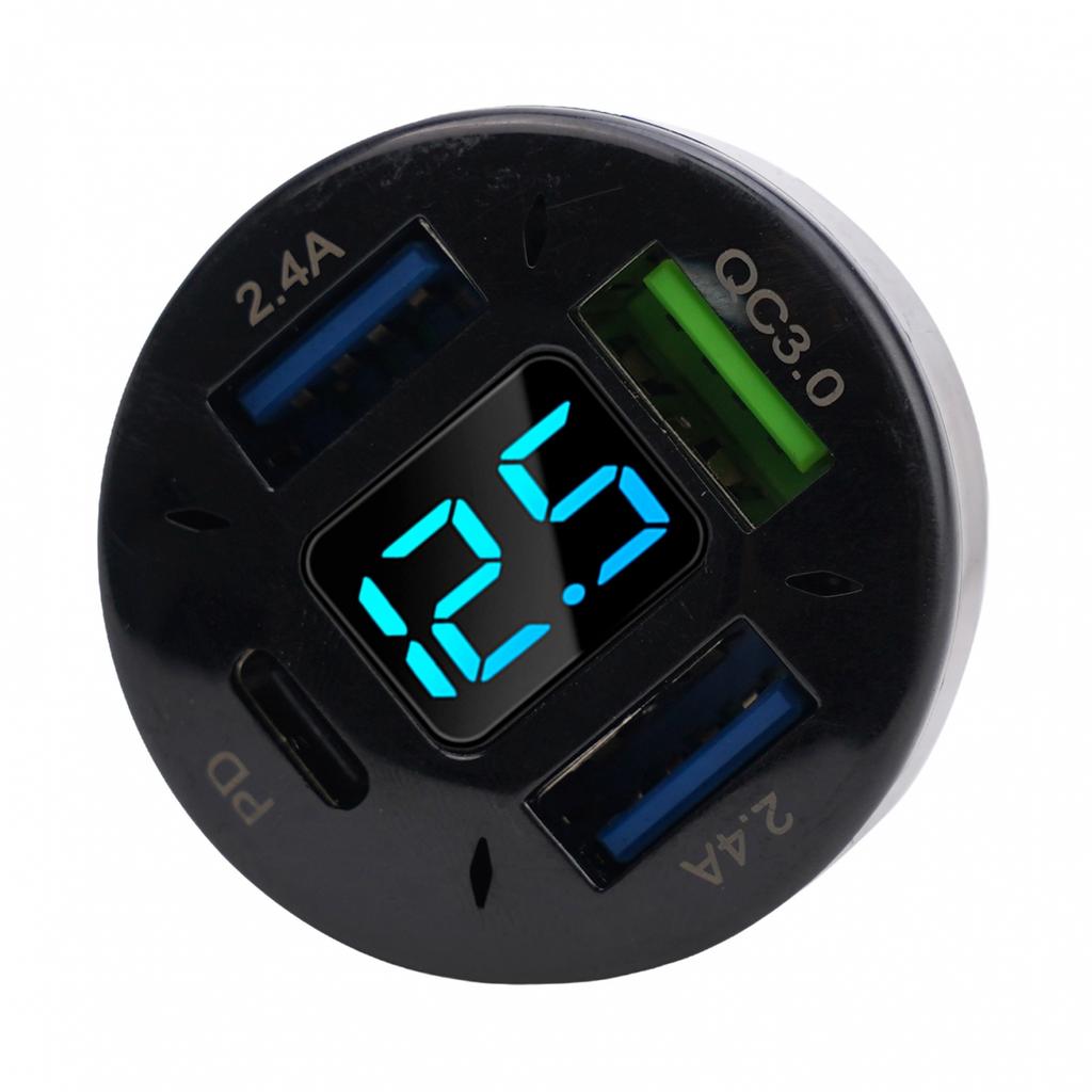 1X Car Charger Voltage Monitoring 4USB Aluminum Alloy+PC