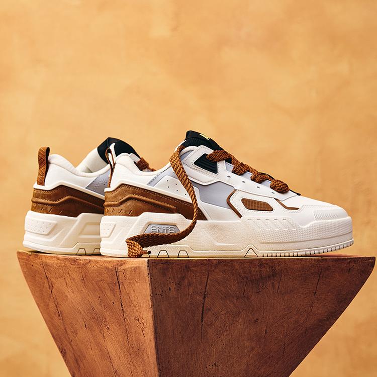 Anta Comfortable Versatile Durable Low-Top Skate Shoes Men Sneakers White Brown 112438028-4