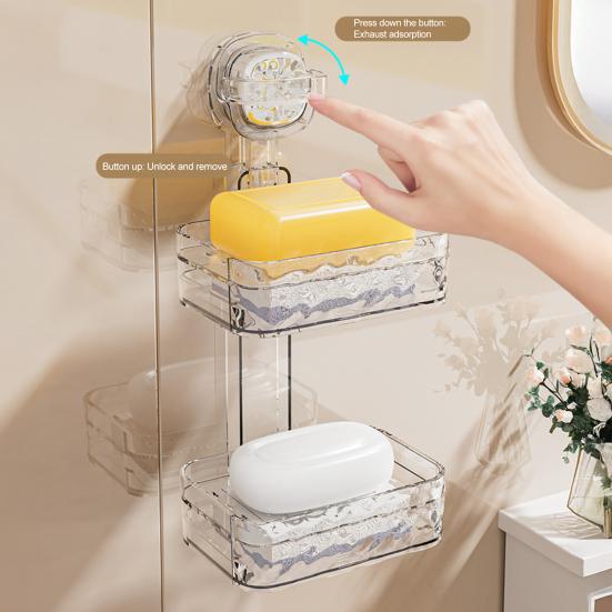 Suction Cup Soap Dish with Drain Holes Strong Load-bearing Easy to Install