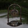 Retro Desk Clock Silent Small Compass Base Table Clock Unique Aesthetic Watch Home Desktop Decorative Clocks Interior Ornaments