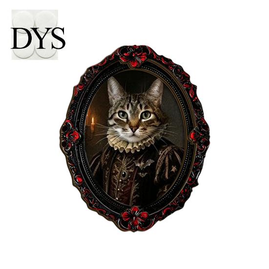 Wooden Animal Frame Ornament Halloween Pet Photo Decoration, with Adhesive Dot, Witch Hat Cat Dog Holiday Decoration Decor, Retro for Home Office