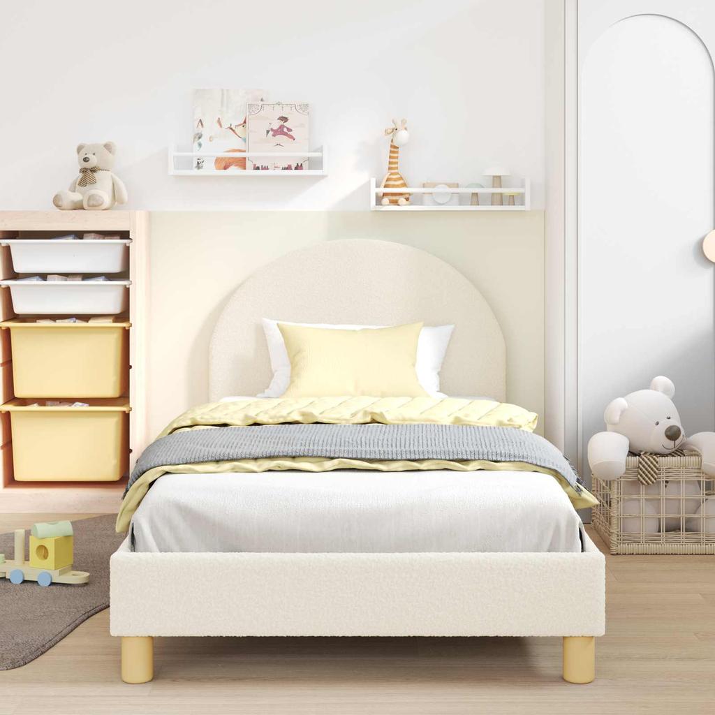 Struttura Letto per Bambini con Testiera Crema 80 x 200 cm Bouclé