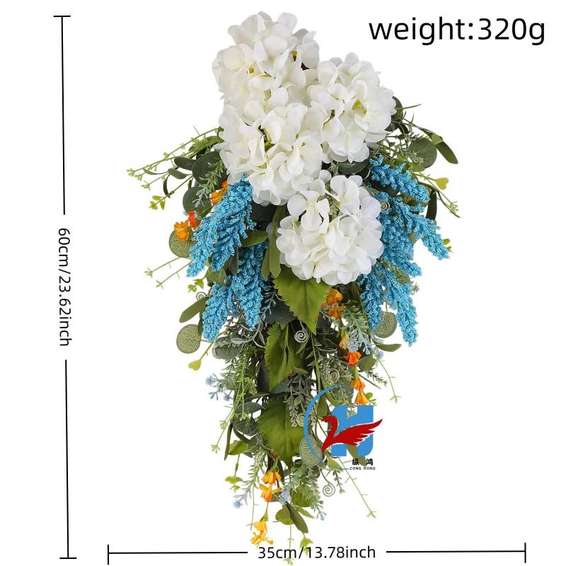 Hanging Floral Wreath Decor Harvest Festival Doorway Wall Display Modern Minimalist Silk Flower 60x35cm