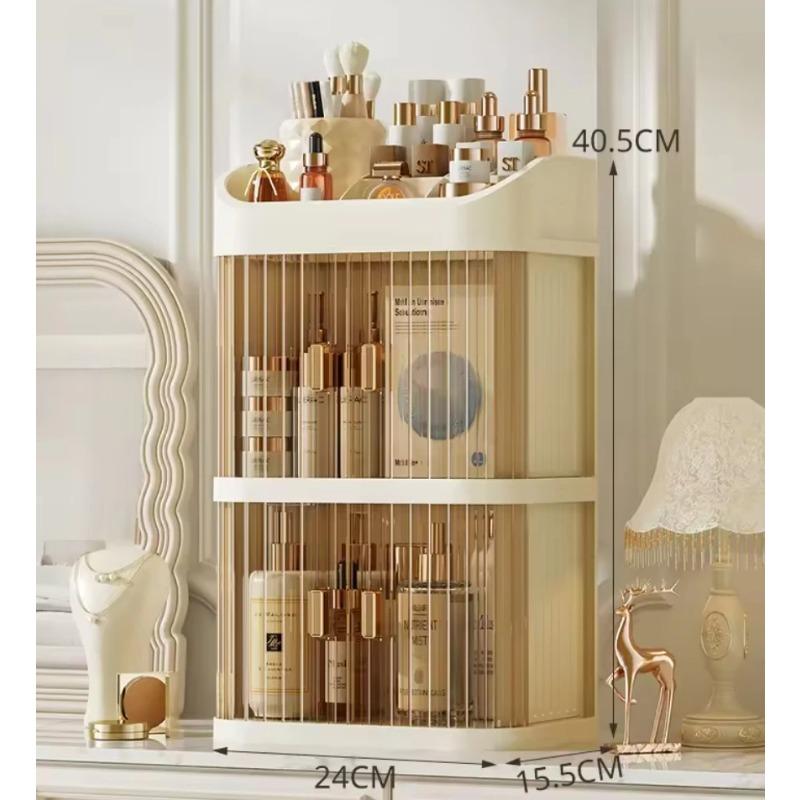 Space-Saving Corner Makeup Organizer with Drawers, Large Capacity Cosmetic Storage Box for Skincare, Makeup & Beauty Tools