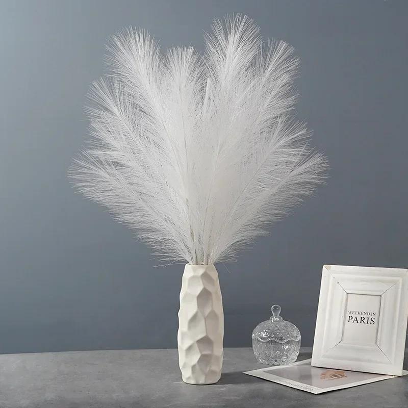 3pcs-Artificial Pampas Grass Simulation Feather Wedding Props Reed Hair Boho Home Decoration