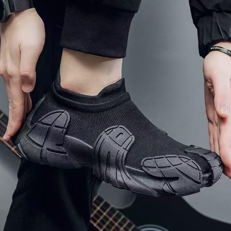 Buty męskie wiosenne siateczka fly-woven otwór na skarpetkę buty do biegania są lekkie i oddychające jeden pedał buty męskie są oddychające i lekkie