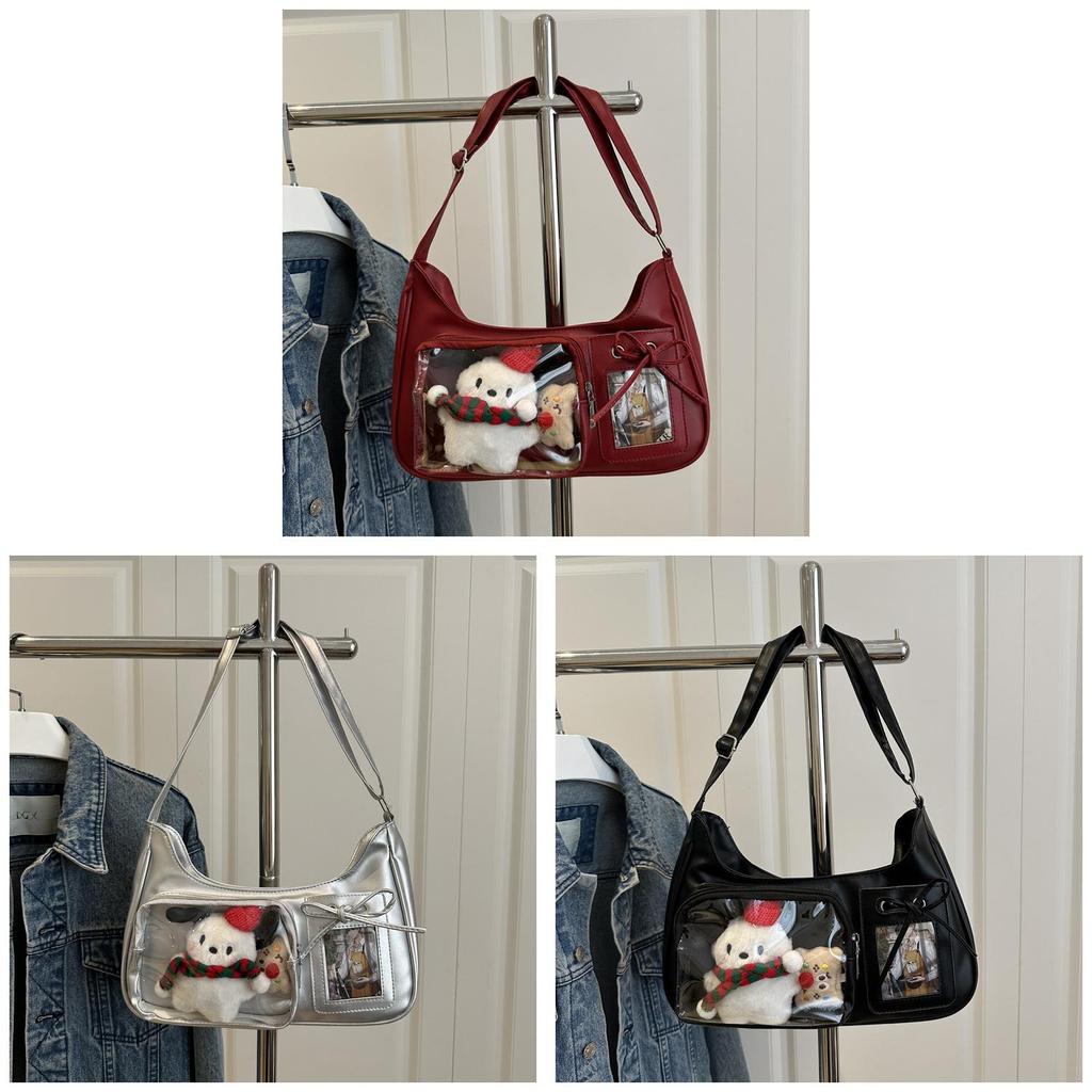Sac bandoulière transparent en PU avec surpiqûres pour un usage urbain quotidien