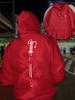 Japanese Guochao Panlong Samurai sword front and rear printed hooded sweater, red loose shoulder couple casual hoodie