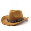 Bohemian Tibetan Top Hat Western Cowboy Hat Bull Head Accessories Felt Hat Ethnic Style Men's and Women's Hats