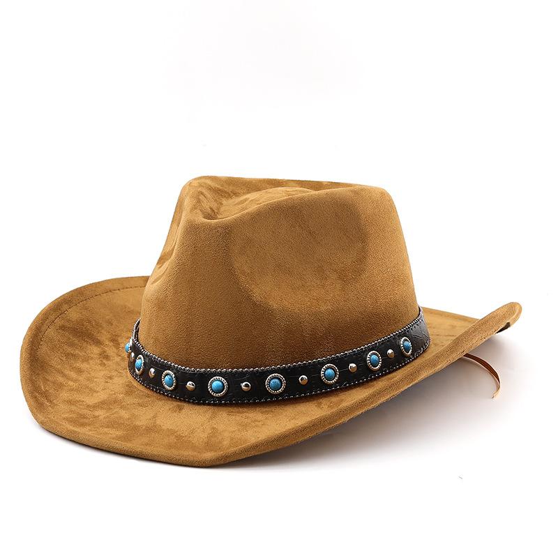 Bohemian Tibetan Top Hat Western Cowboy Hat Bull Head Accessories Felt Hat Ethnic Style Men's and Women's Hats