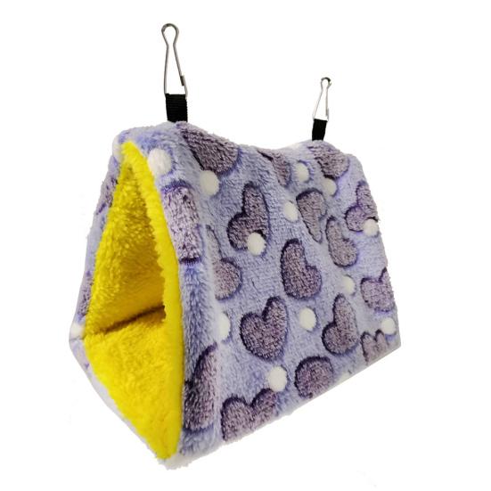 Pet Bird Parrot Plush Heart Print Warm Soft Hanging Hammock Sleeping Bed Nests