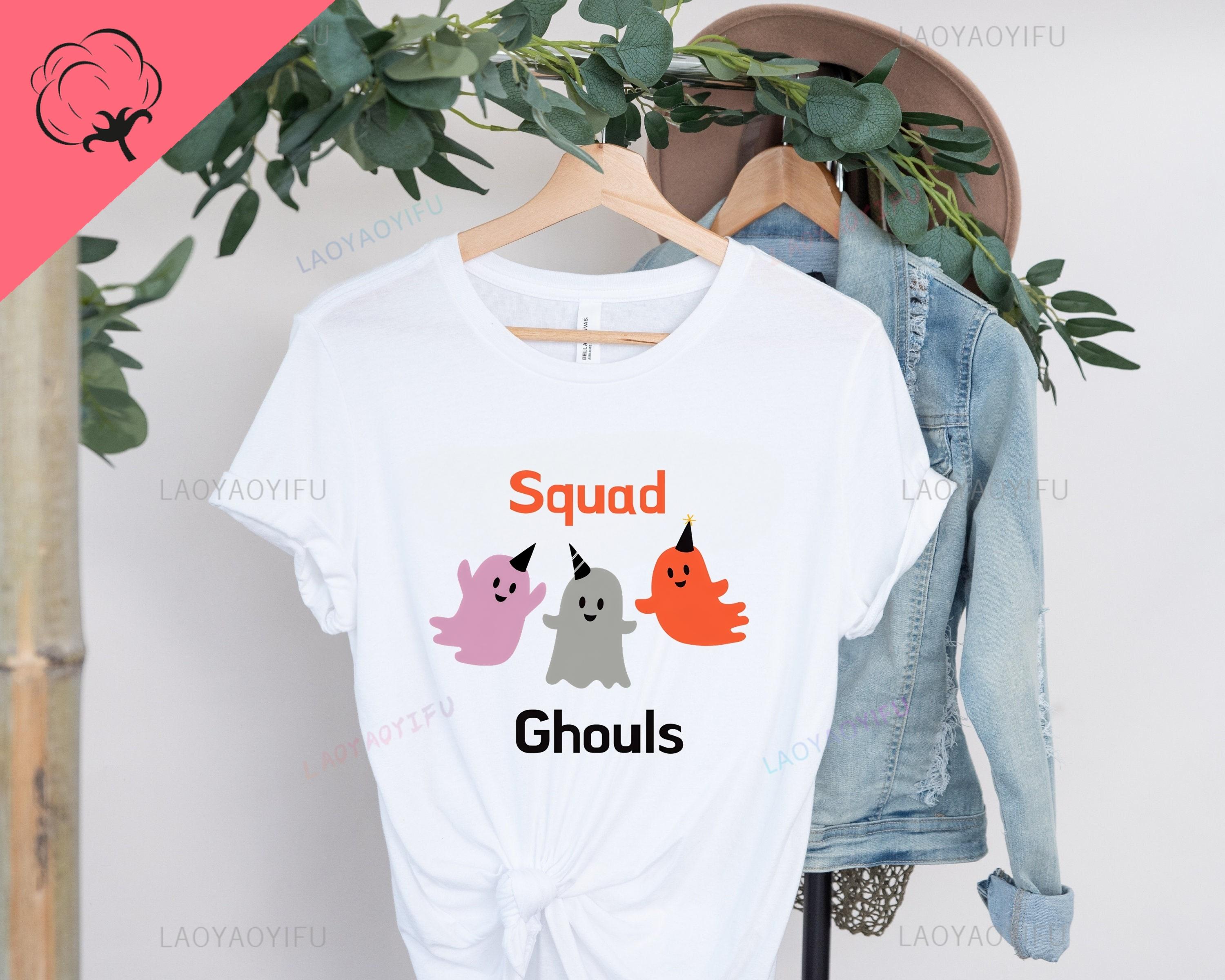 Ghost T-shirt - Happy Halloween Squad Ghouls - Cute Ghost Fun Crazy Shirt - Fashionable Cotton T-shirt S