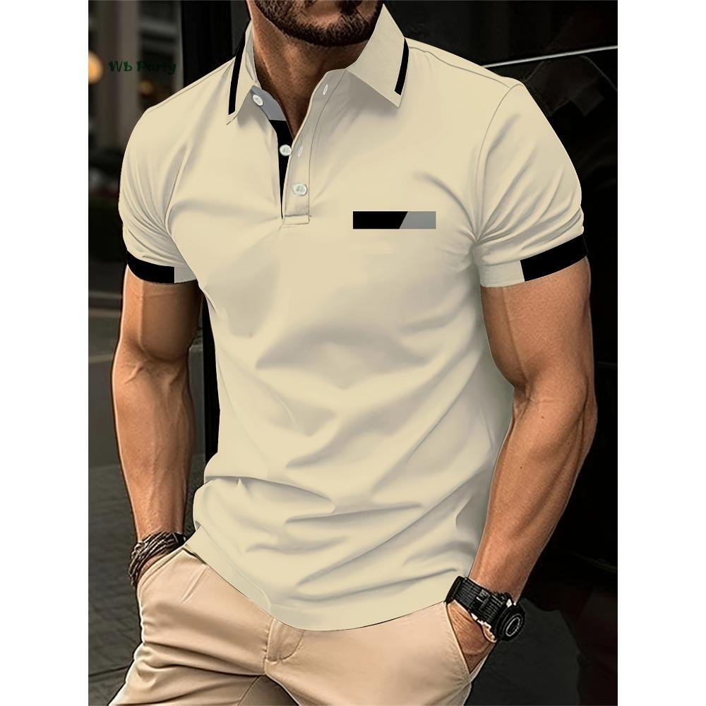 Men s Casual Short sleeve Polo Shirt Breathable Buttoned S