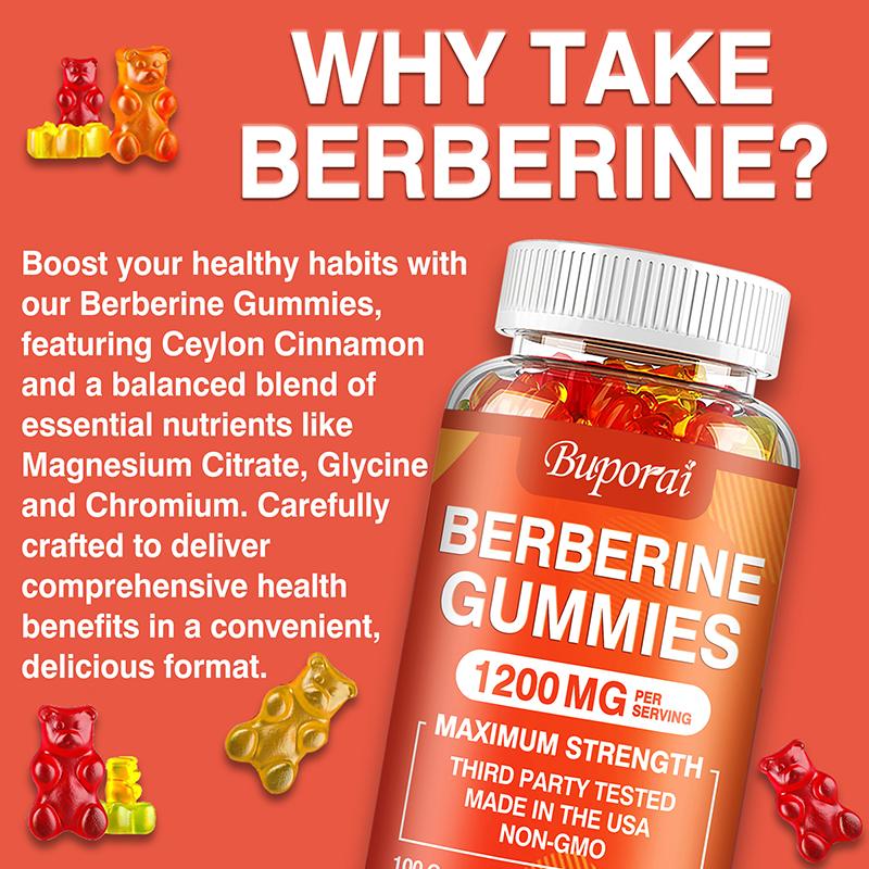 Hochabsorbierbare Berberin-Gummis, 1200 mg pro Portion, unterstützen die Herz-Kreislauf-Gesundheit und das Immunsystem.