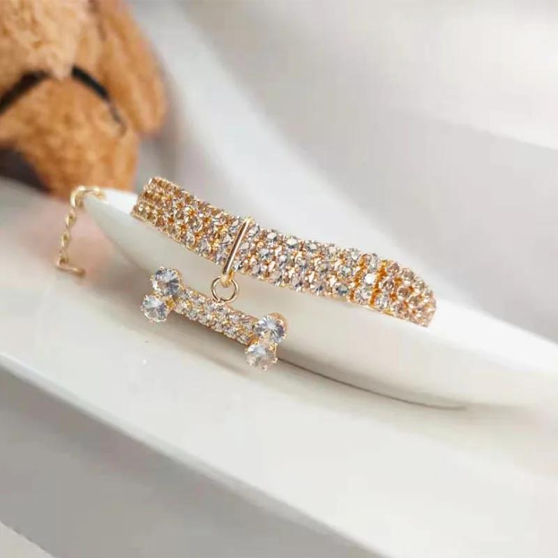 Bling Rhinestone Dog Collar Diamond Pet Cat Necklace Jewelry Suitable For Pets Birthday Party Decoration Supplies Accessories