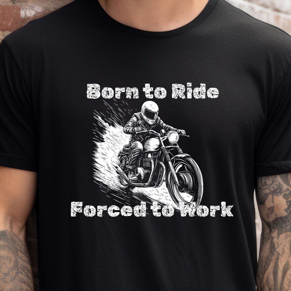 Motorcycle Graphic T-Shirt Born to Ride Unisex Biker Tee, Soft Cotton, Lightweight Fit - Perfect Gift for Riders and Motorcycle Enthusiasts